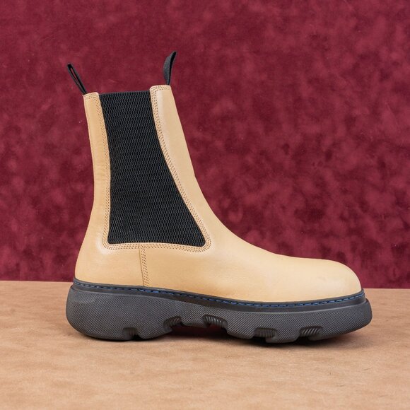 Burberry Men Creeper Custard Leather Chelsea Fashion Boots sz 9US EUR42